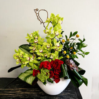 Ginevra: green and red arrangement