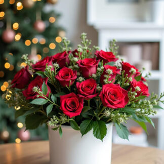 Christmas in Florida red roses arrangement