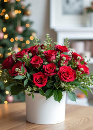 Christmas in Florida red roses arrangement