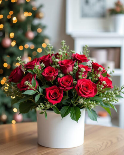 Christmas in Florida red roses arrangement