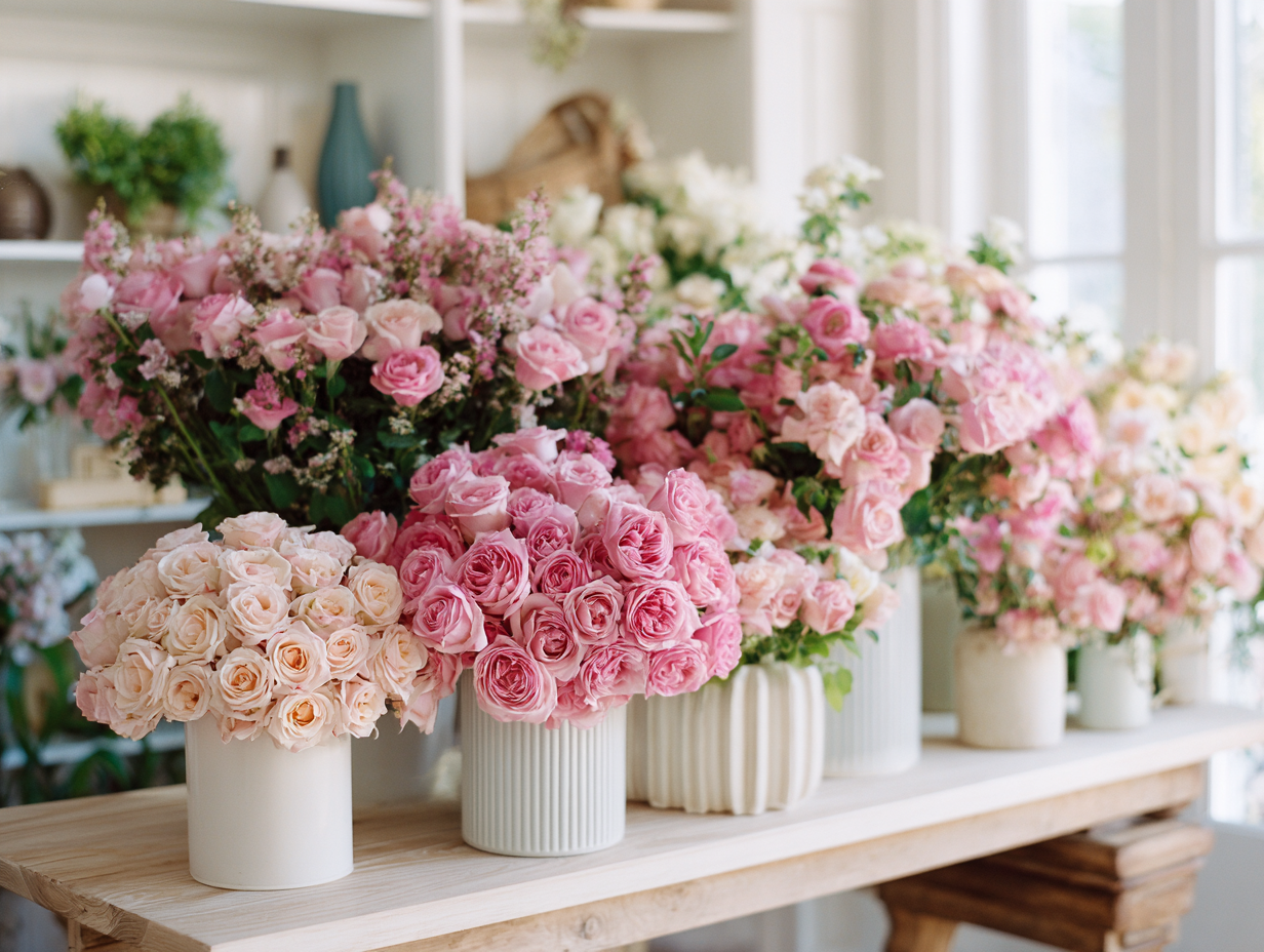 Roses and Ranunculus in Floral Arrangements