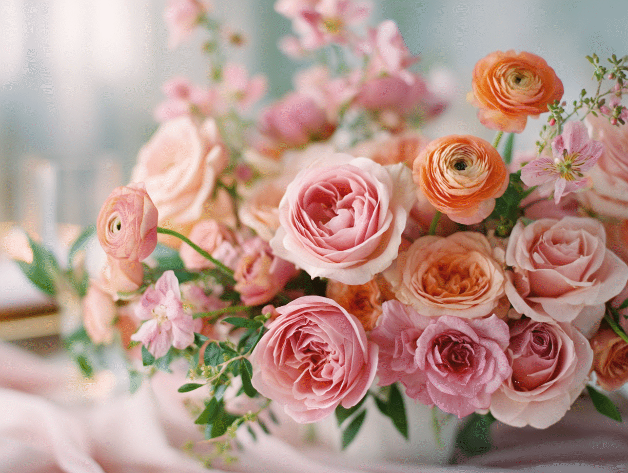 Roses and Ranunculus in Floral Arrangements