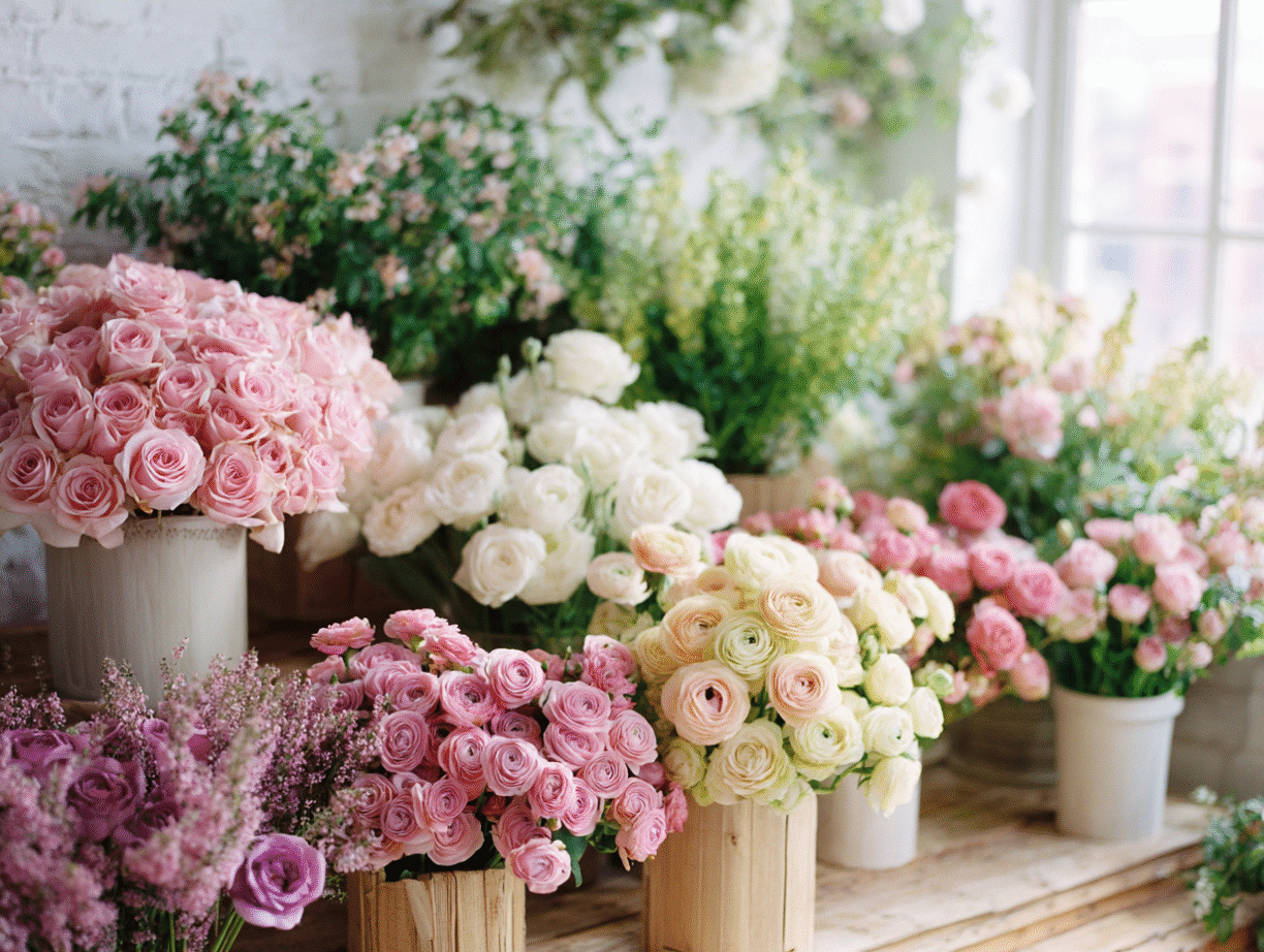 Roses and Ranunculus in Floral Arrangements